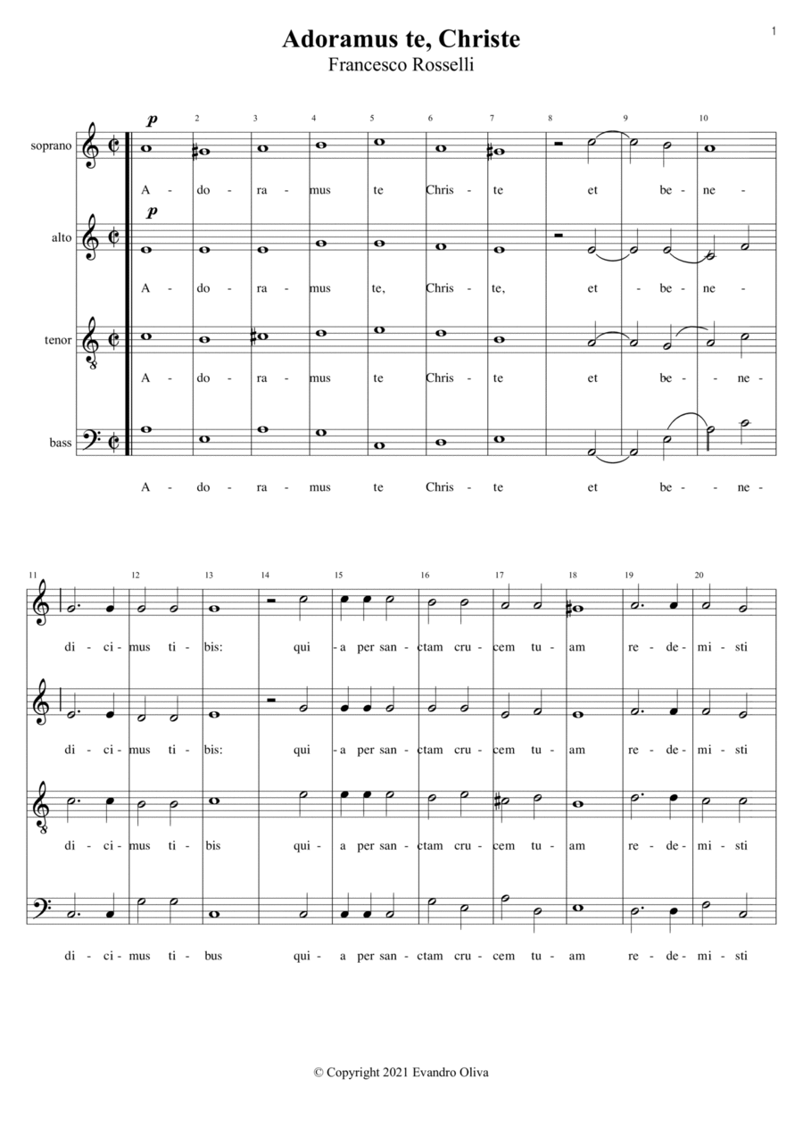 Adoramus te, Christe Adoramus te, Christe 4-Part scores gallery preview page 1
