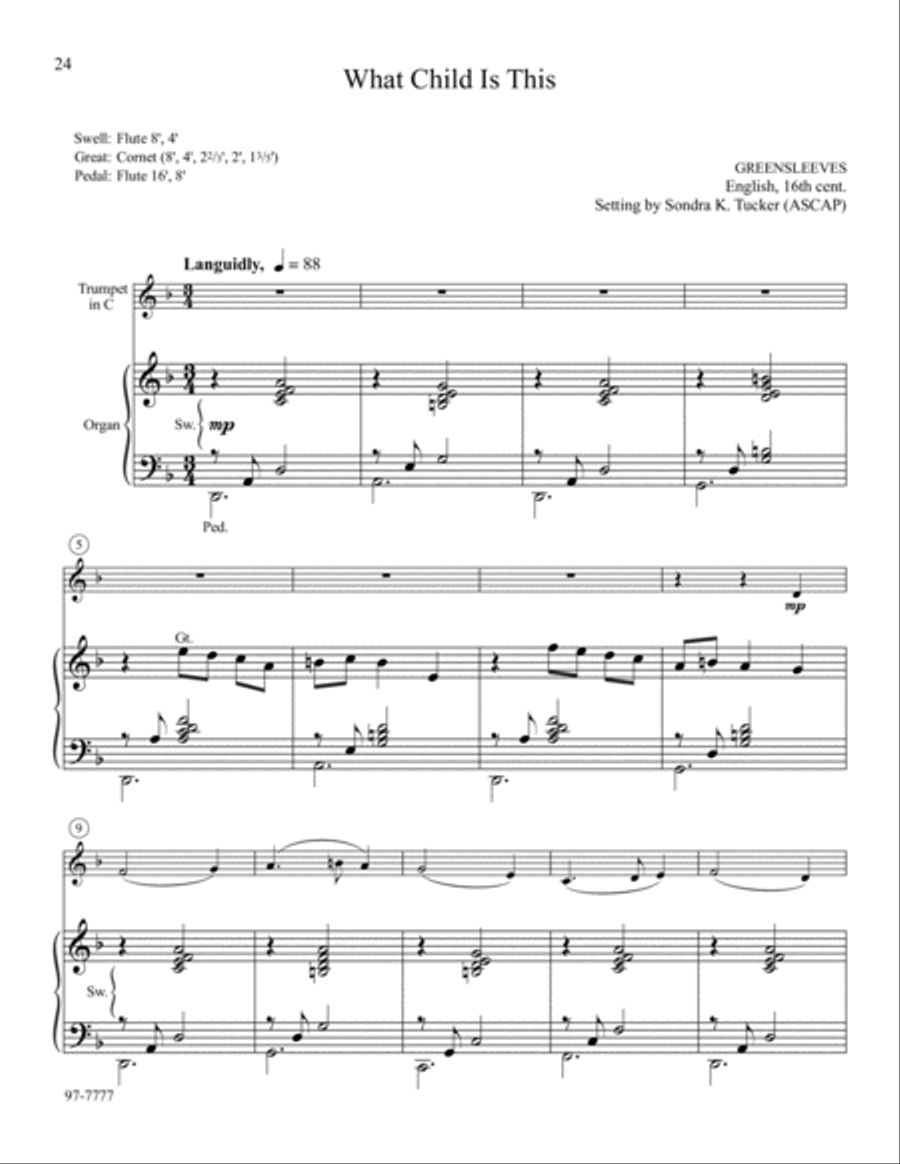Repeat the Sounding Joy: Five Christmas Tunes for Trumpet and Organ Trumpet scores gallery preview page 8