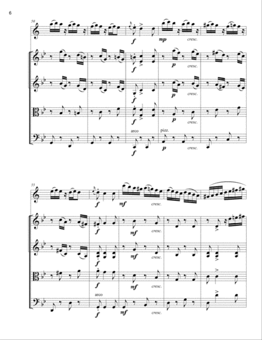 Hungarian Dance No.1, for Clarinet and String Quartet String Quartet scores gallery preview page 6