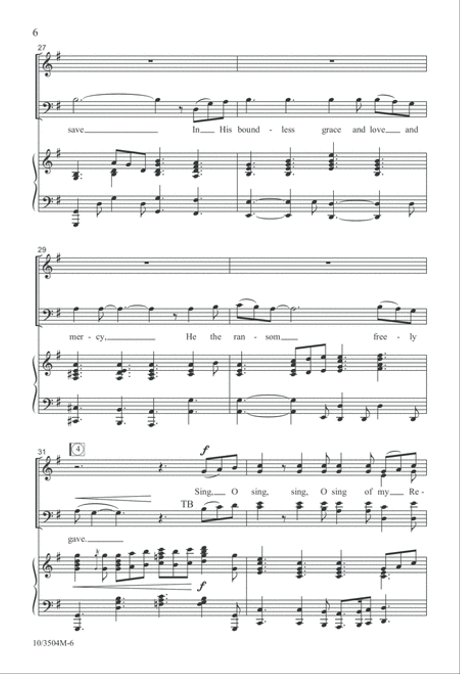 I Will Sing of My Redeemer 4-Part scores gallery preview page 7
