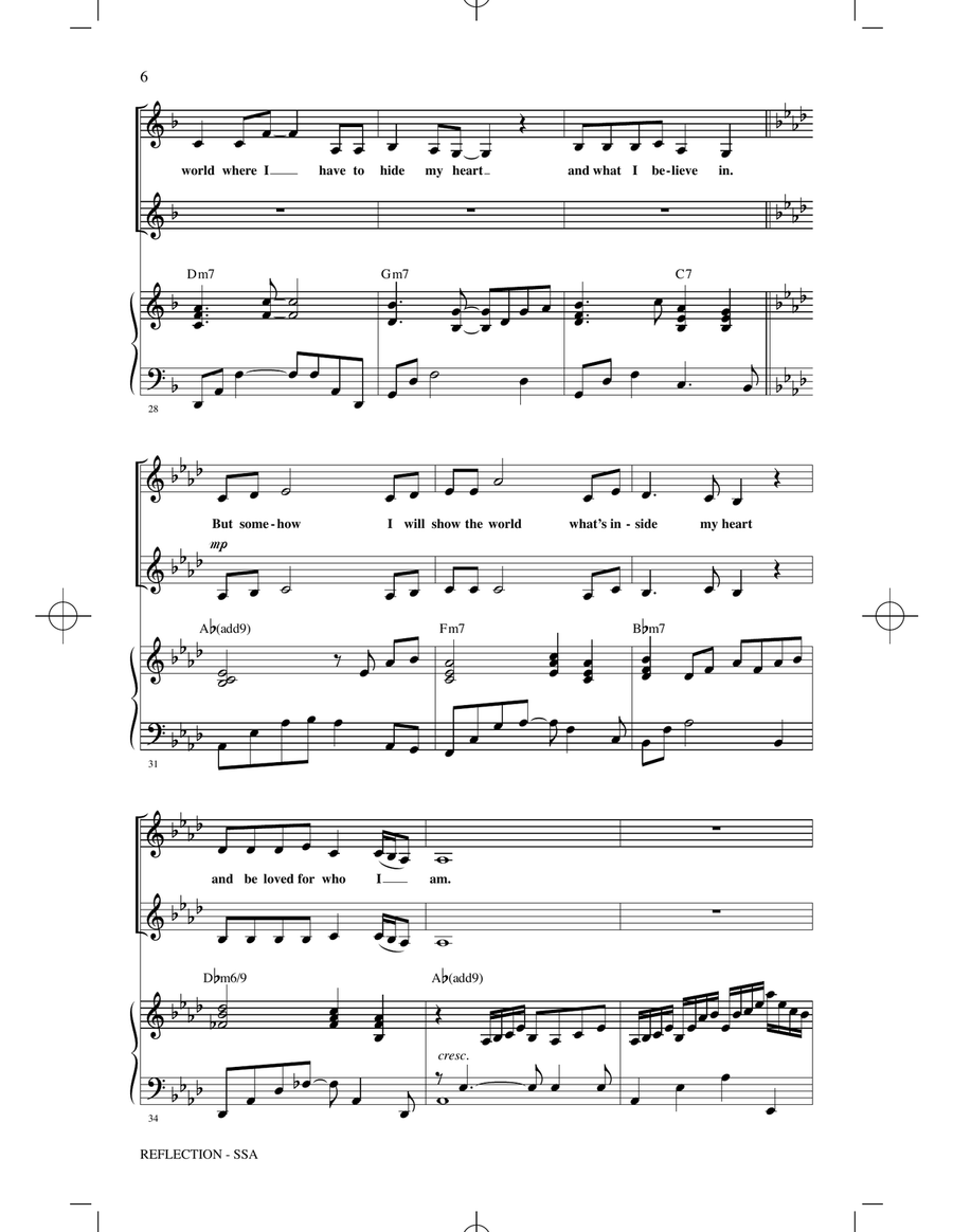 Reflection (Pop Version) (from Mulan) (arr. Mac Huff) SSA scores gallery preview page 4