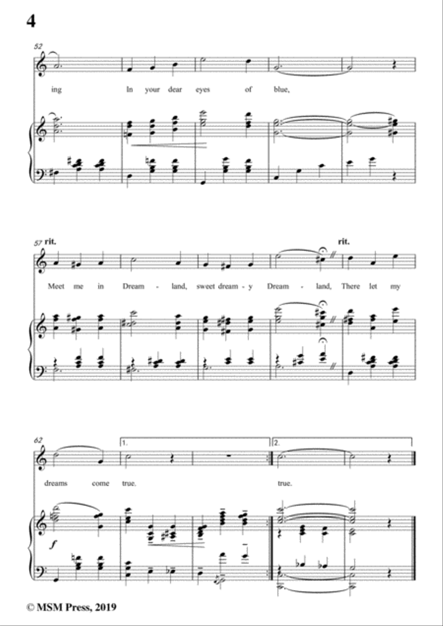 Leo Friedman-Meet Me Tonight in Dreamland,in C Major,for Voic&Piano Voice scores gallery preview page 6