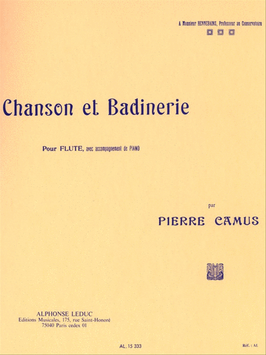 Chanson et Badinerie pour Flute