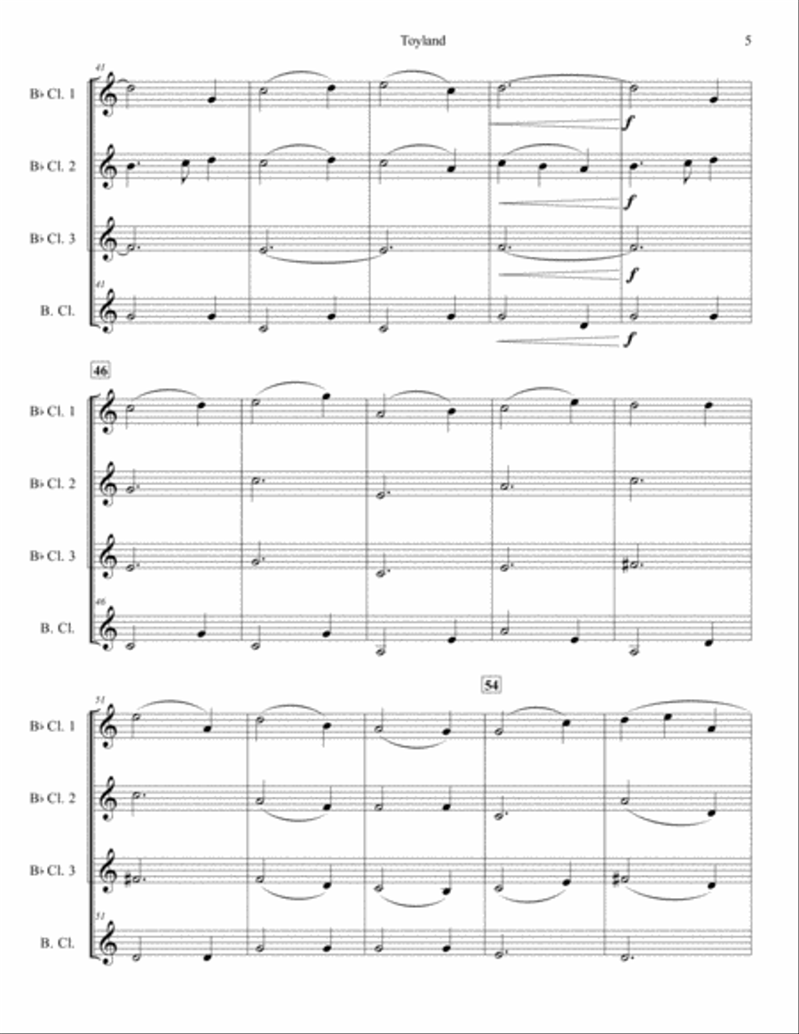 Toyland for Clarinet Quartet Clarinet Quartet scores gallery preview page 5