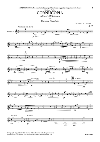 Cornucopia - A Sheaf Of Miniatures For Horn And Pianoforte (I)