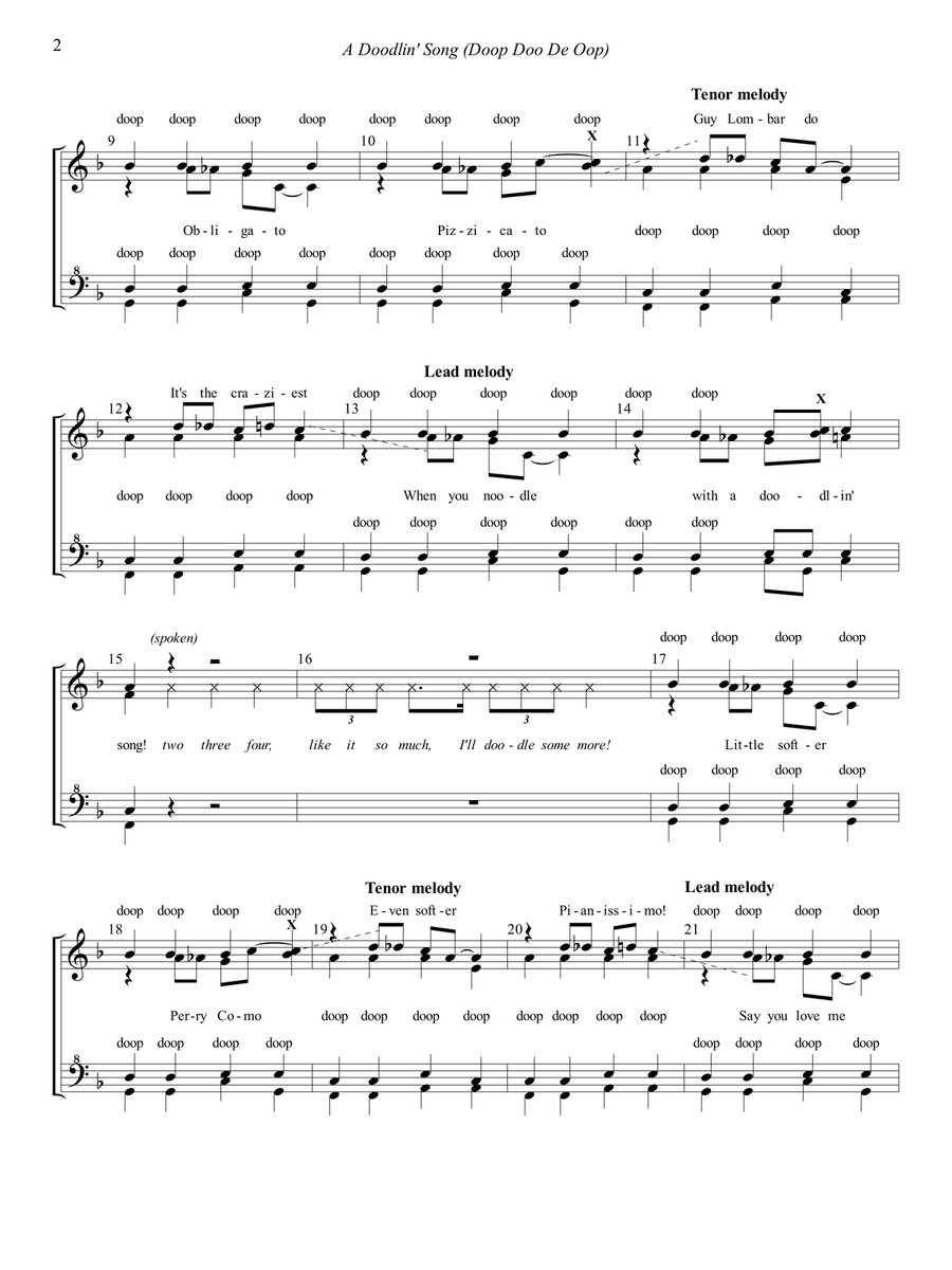 A Doodlin' Song (doop Doo-de-oop) SSAA scores gallery preview page 2