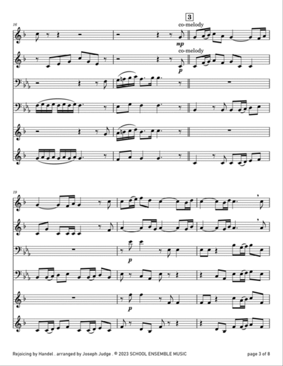 Rejoicing by Handel for Brass Quartet in Schools Brass Quartet scores gallery preview page 3