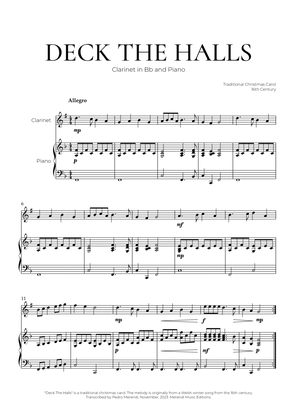 Deck The Halls (Clarinet and Piano) - Christmas Carol