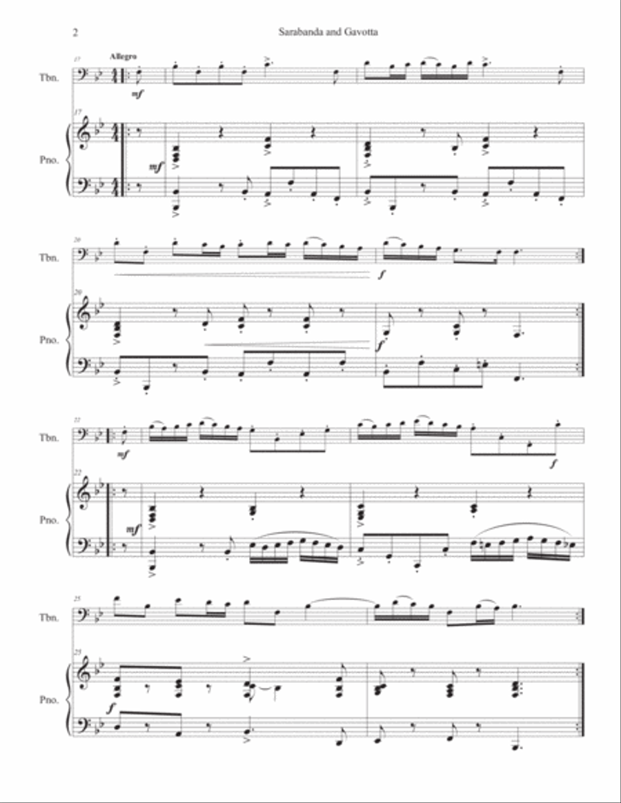 Sarabanda and Gavotta for Trombone & Piano Piano scores gallery preview page 3