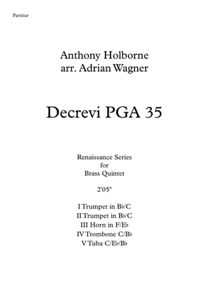 Decrevi PGA 35 (Anthony Holborne) Brass Quintet arr. Adrian Wagner