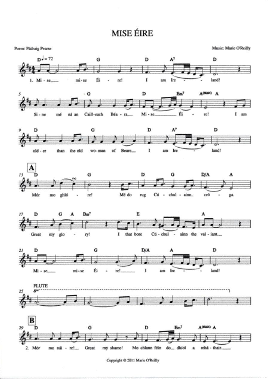MISE ÉIRE for Voice and Guitar Guitar scores gallery preview page 3