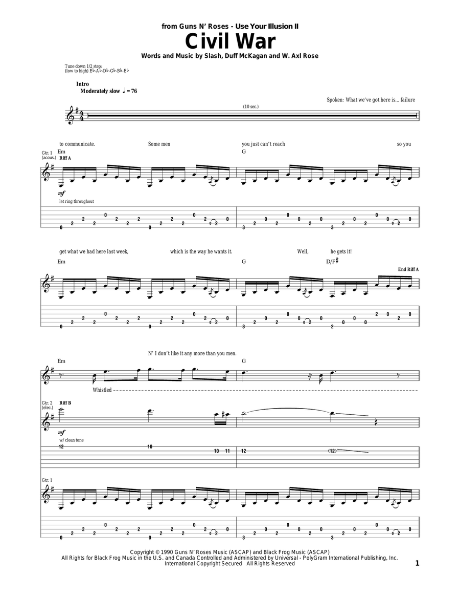 Civil War Acoustic Guitar scores gallery preview page 1