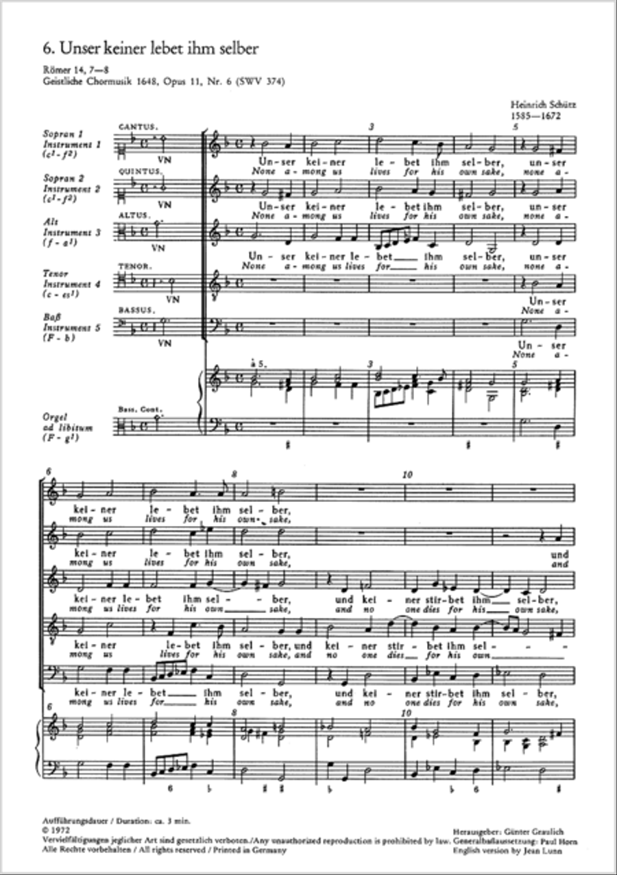 Among us lives for his own sake (Unser keiner lebt ihm selber) SSATB scores gallery preview page 2