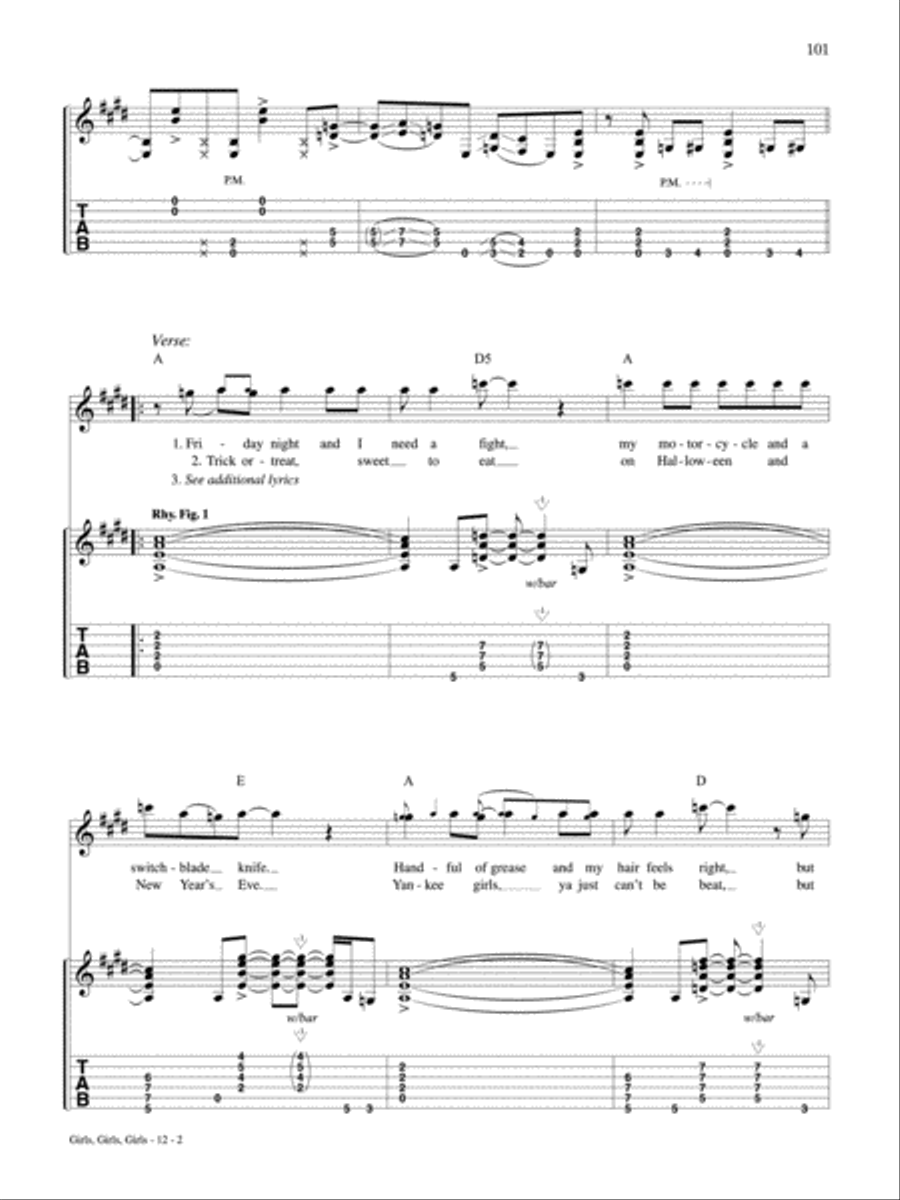 Girls, Girls, Girls Guitar Tablature scores gallery preview page 2