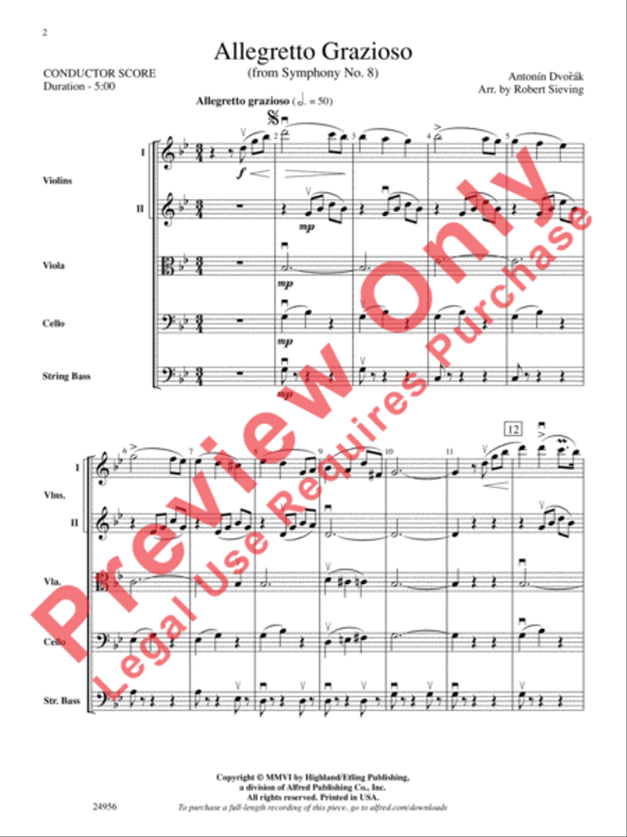 Allegretto Grazioso (from Symphony No. 8) String Orchestra scores gallery preview page 3