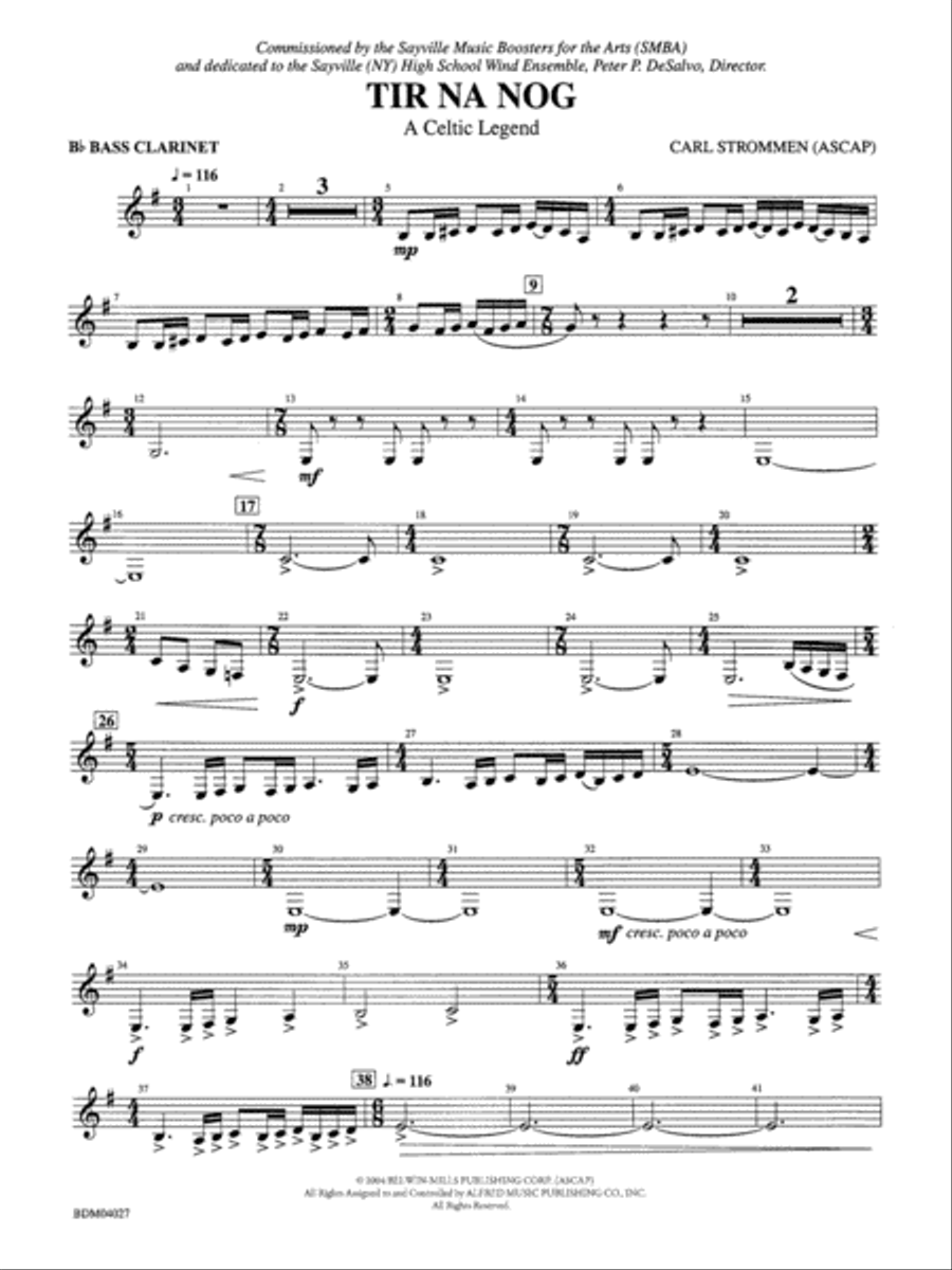 Tir Na Nog (A Celtic Legend): B-flat Bass Clarinet Concert Band scores gallery preview page 1