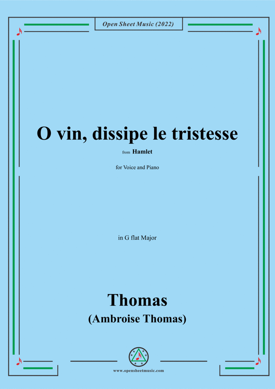 A. Thomas-O vin,dissipe le tristesse,in G flat Major,from Hamlet,for Voice and Piano Voice Solo scores gallery preview page 1
