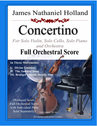 Concertino for Solo Violin, Solo Cello, Solo Piano and Orchestra (Full Orchestral Score Only)