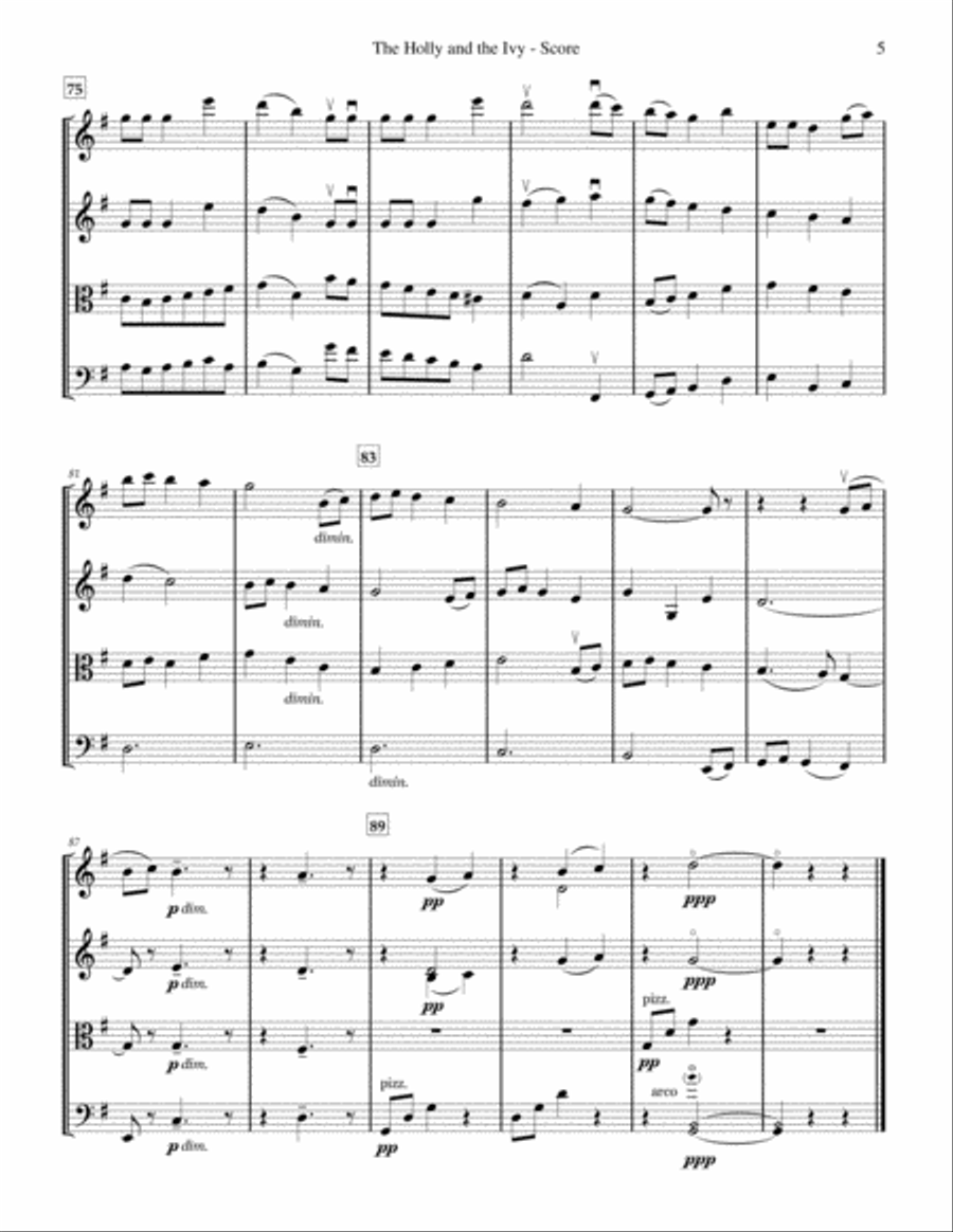 The Holly and the Ivy (string quartet) String Quartet scores gallery preview page 5