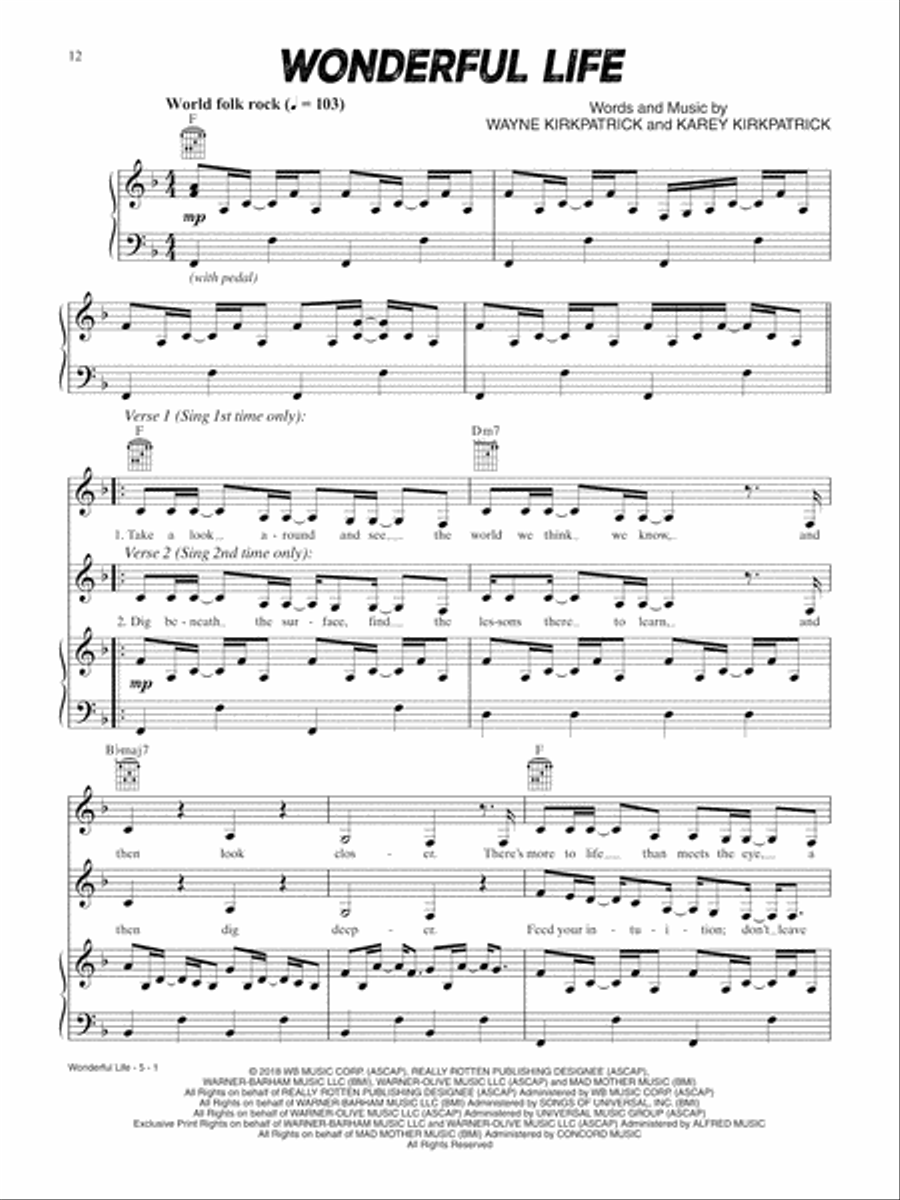 Wonderful Life (from Smallfoot) Piano, Vocal, Guitar scores gallery preview page 1