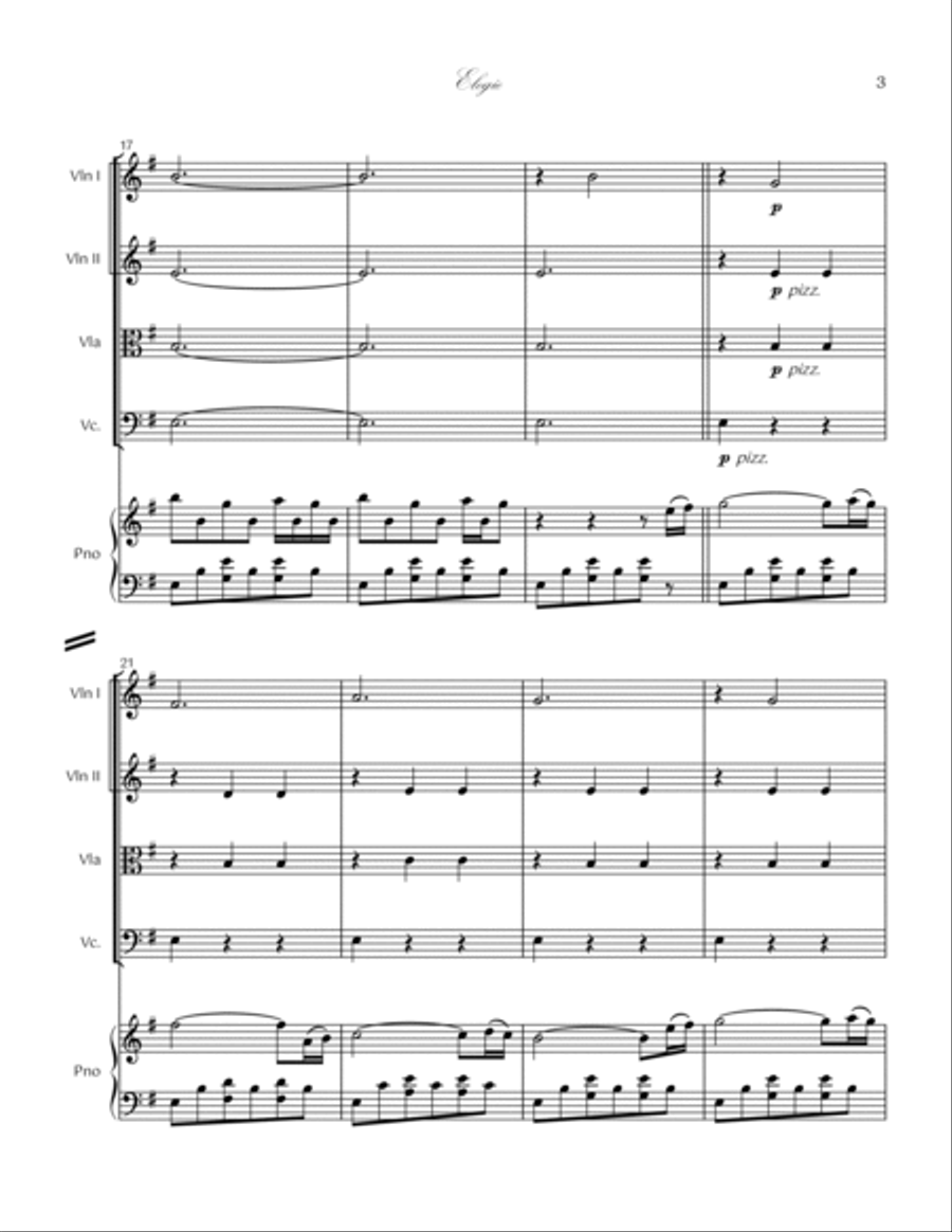 14. Elegie Piano Quintet Piano Quintet scores gallery preview page 3