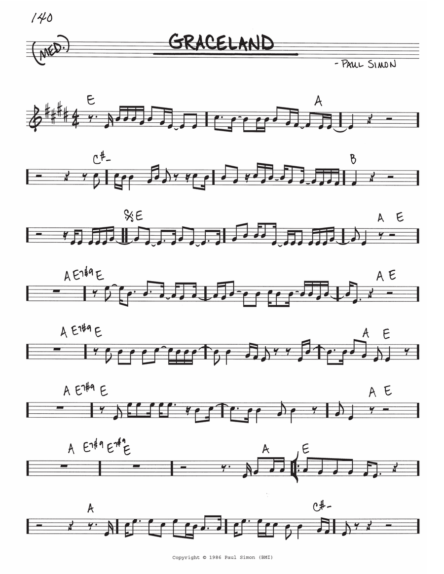 Graceland Piano scores gallery preview page 1