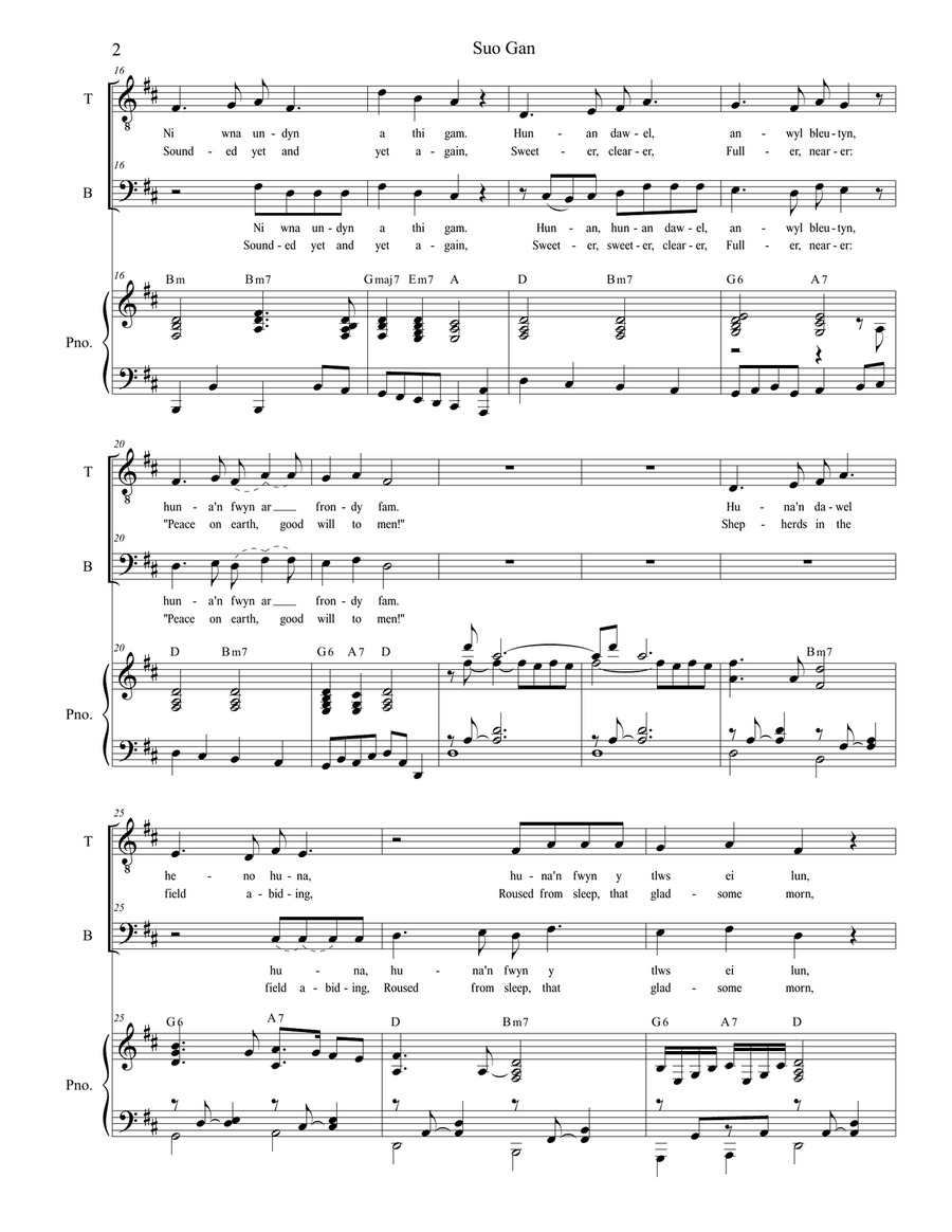 Suo Gan (2-part choir - (TB) TB scores gallery preview page 2
