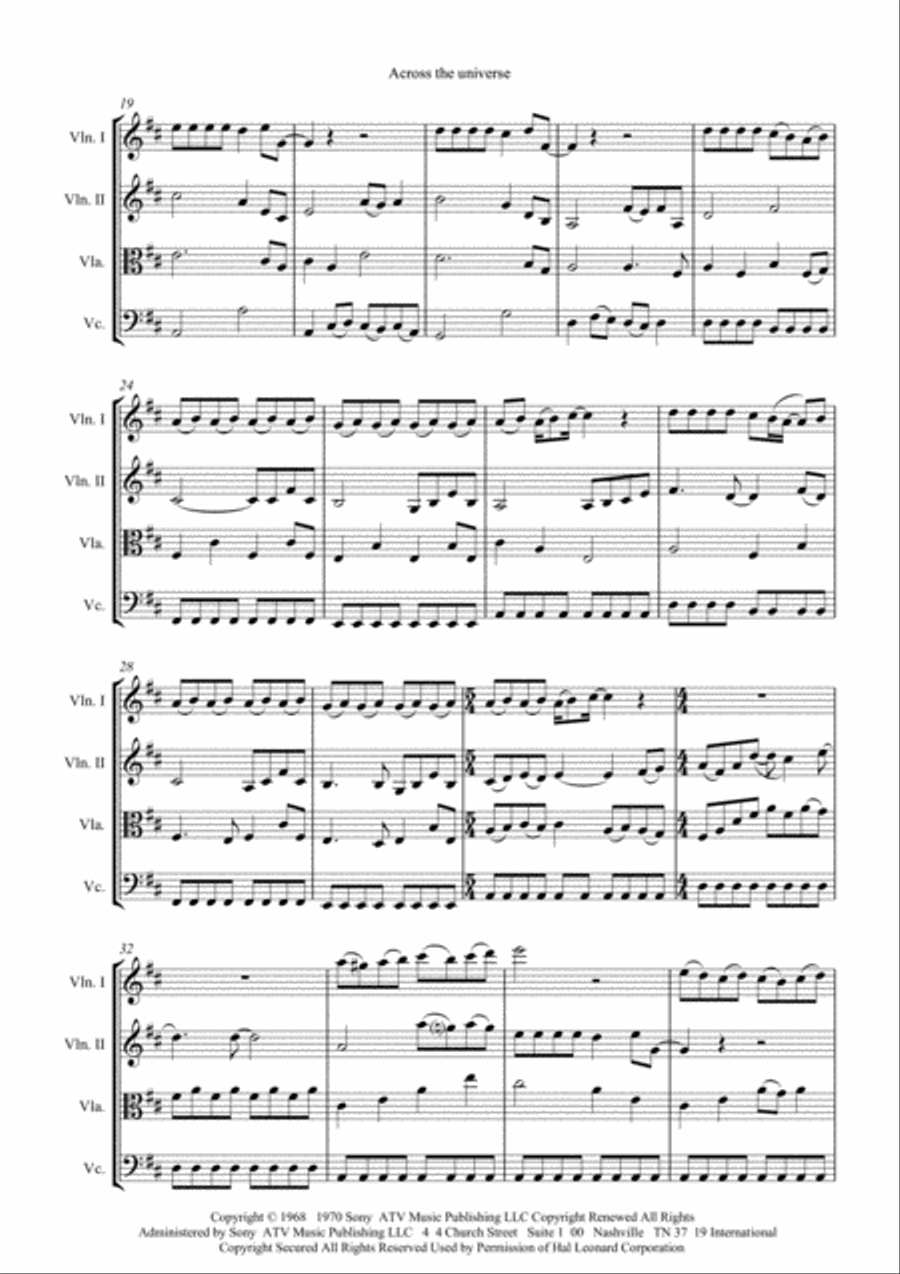 Across The Universe String Quartet scores gallery preview page 3