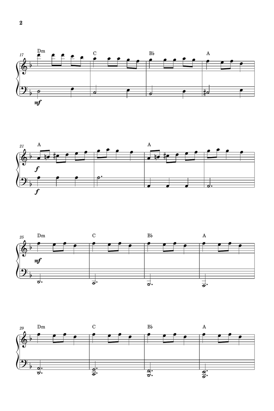 Carol of The Bells for Easy - Beginner Piano - in D minor Easy Piano scores gallery preview page 2
