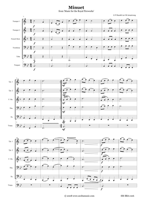 Minuet from Music for the Royal Fireworks for Brass Quintet