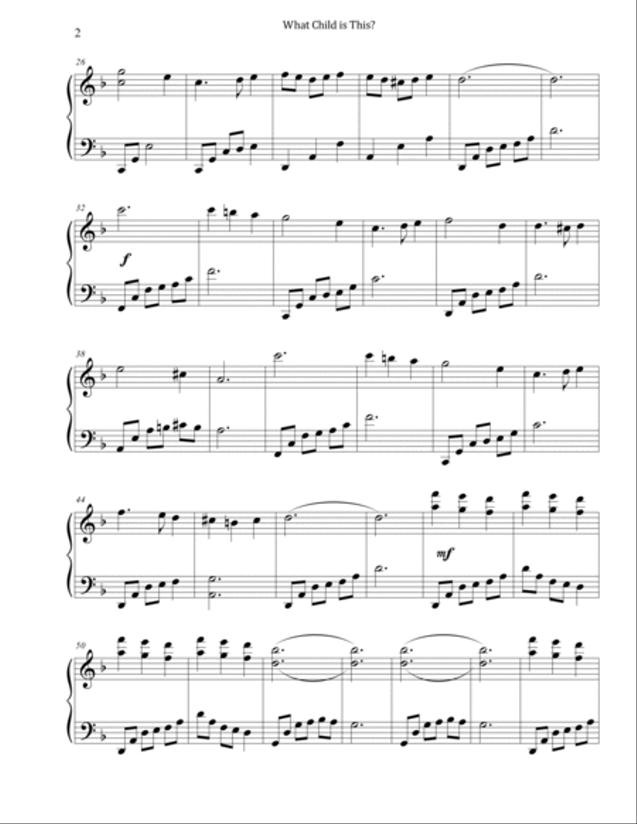 What Child is This? (Intermediate Advanced Piano) Piano Solo scores gallery preview page 2