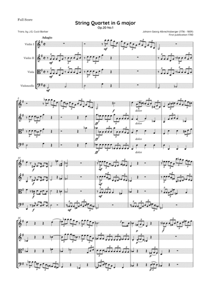 Albrechtsberger - 6 String Quartets, Op.20