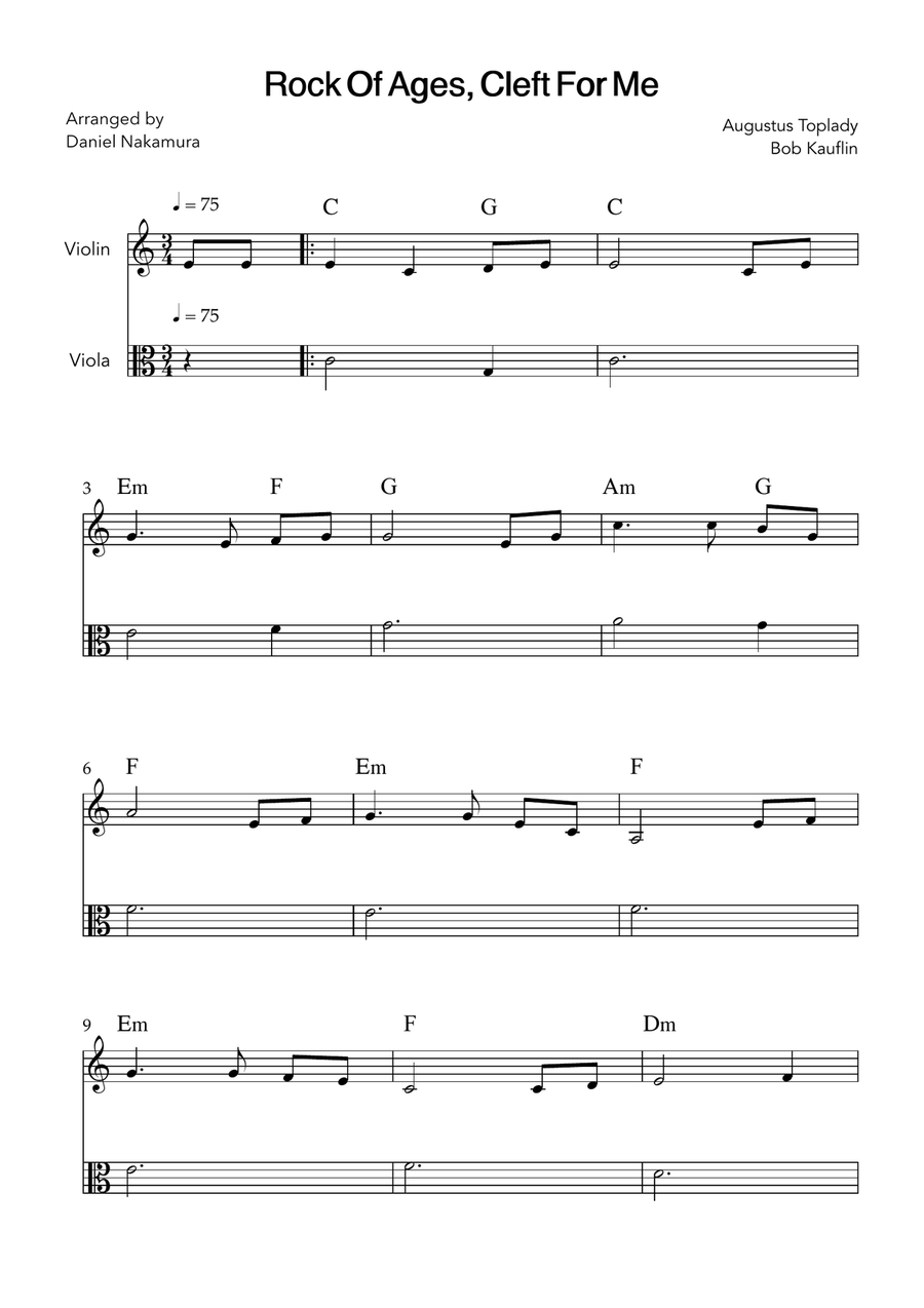 Rock Of Ages, Cleft For Me String Duet scores gallery preview page 1