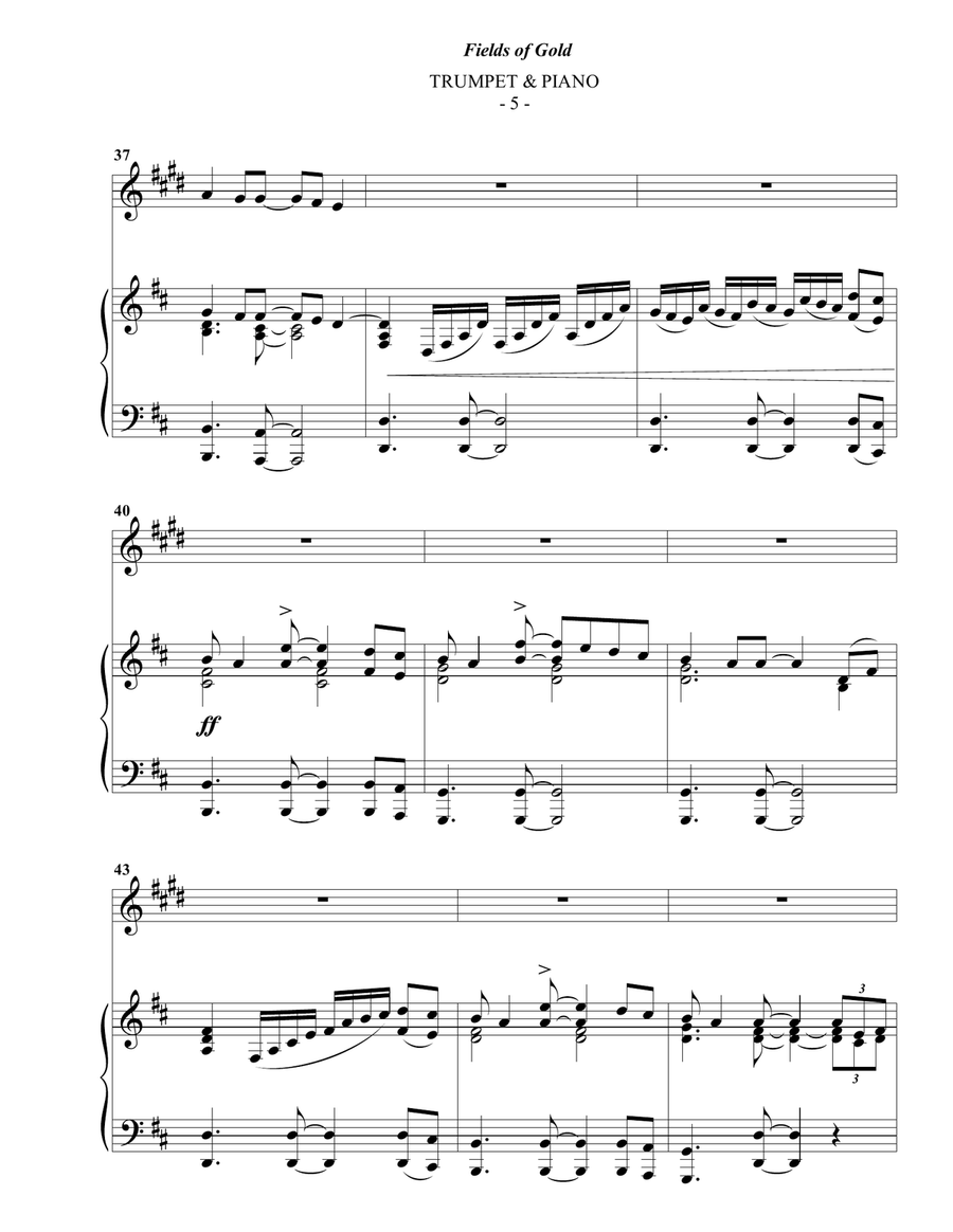 Fields Of Gold B-Flat Trumpet scores gallery preview page 5