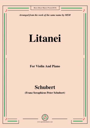 Book cover for Schubert-Litanei,for Violin and Piano