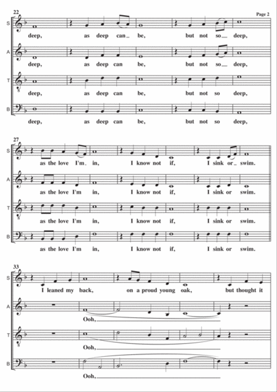 The Water Is Wide A Cappella SATB 4-Part scores gallery preview page 2