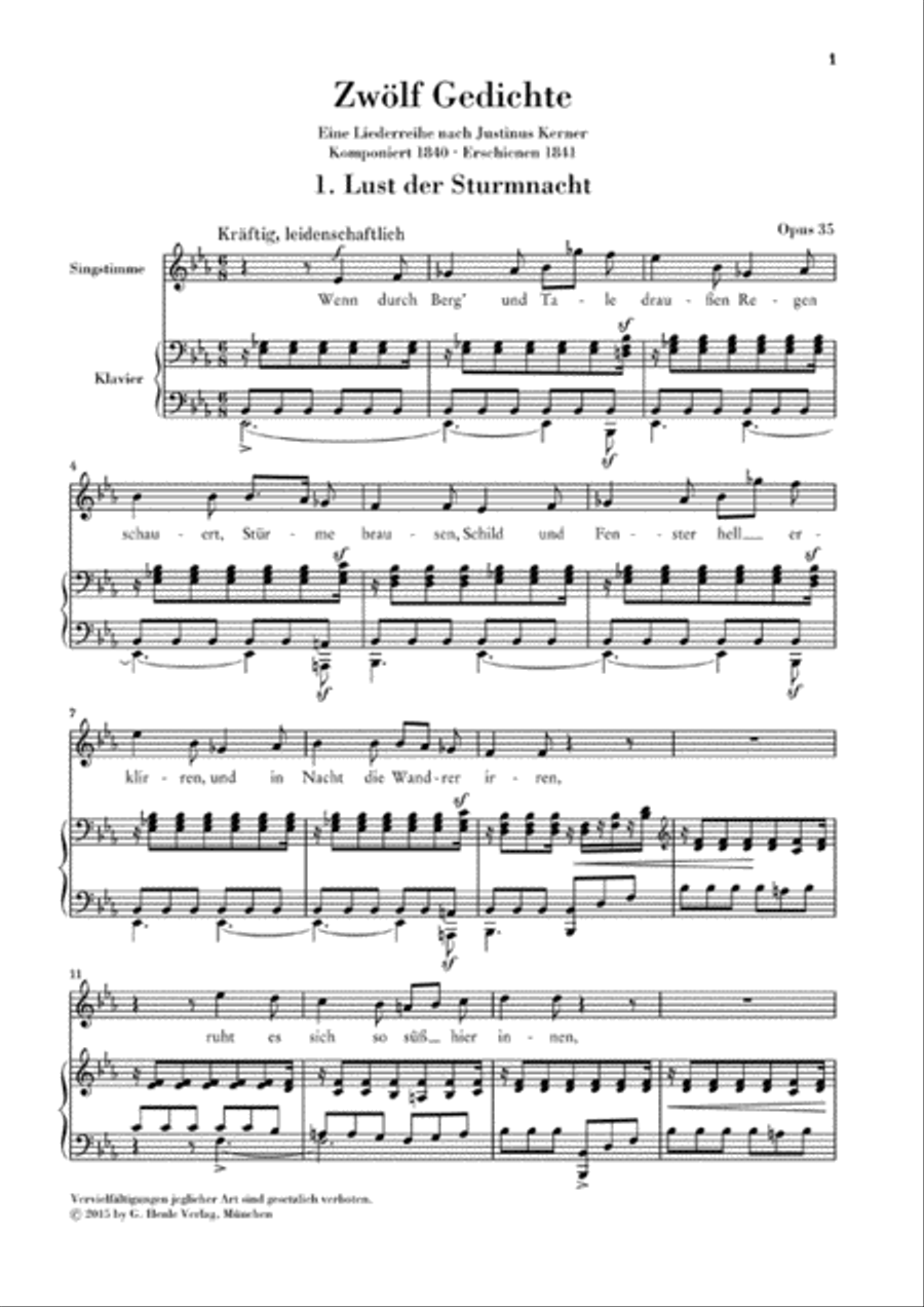 12 Poems Op. 35, Set of Songs on Texts by Kerner High Voice scores gallery preview page 2