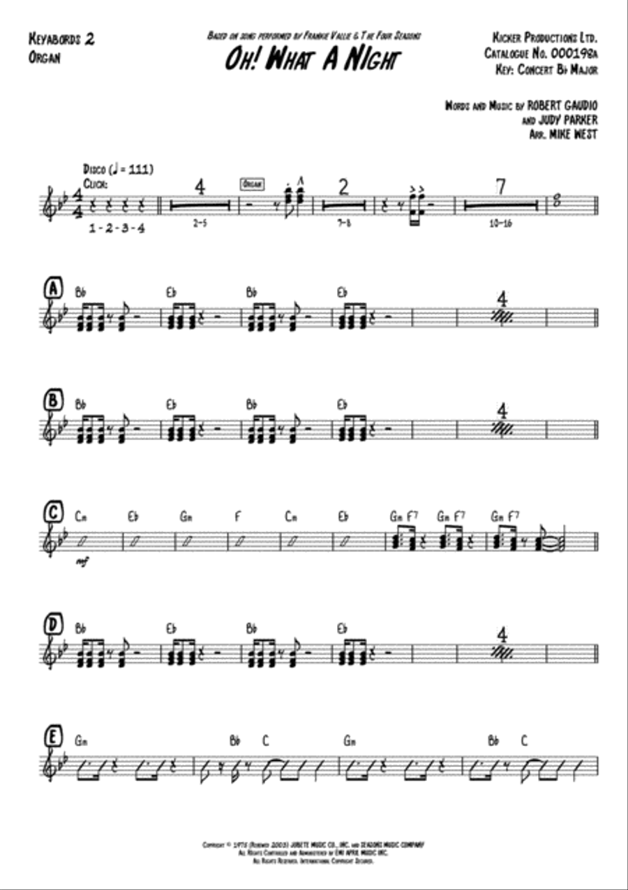 December 1963 (oh, What A Night) Small Ensemble scores gallery preview page 2