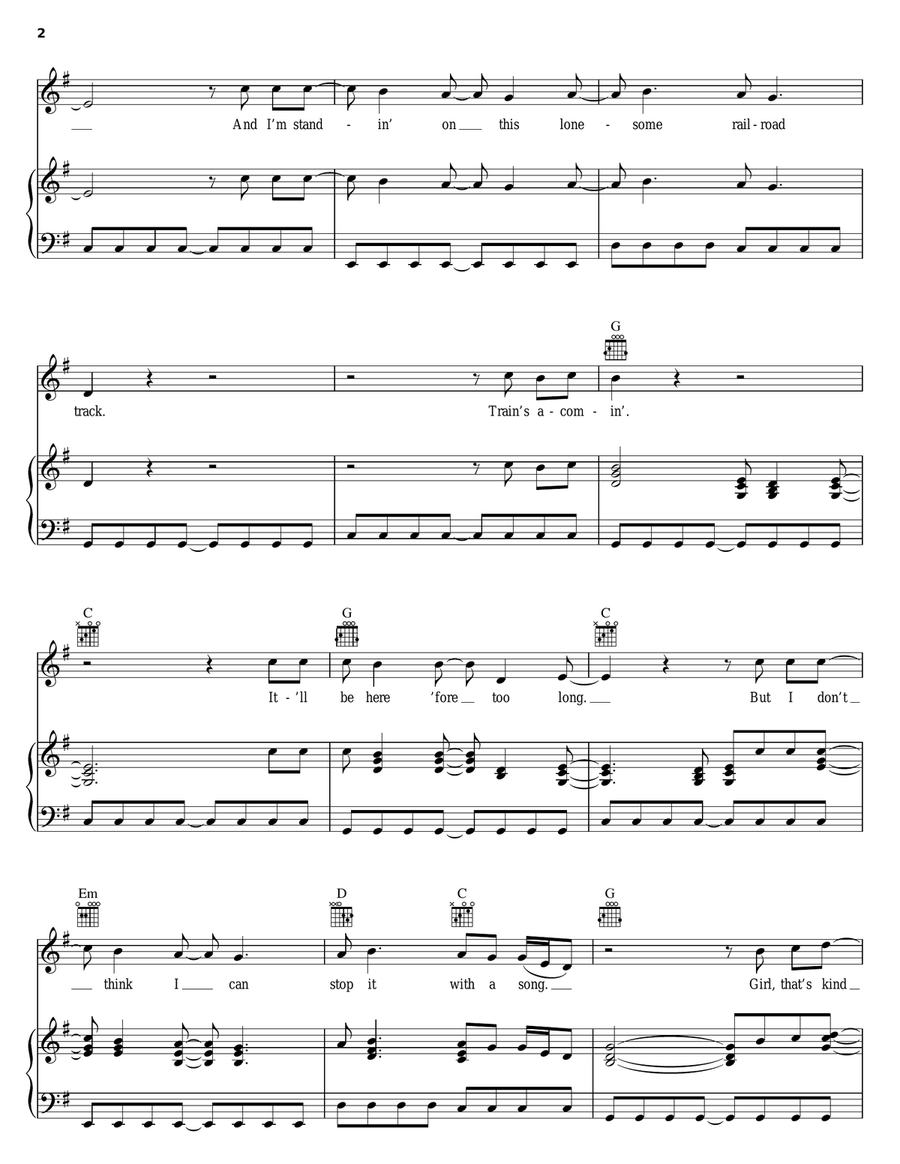 Trying To Stop Your Leaving Piano, Vocal, Guitar scores gallery preview page 2