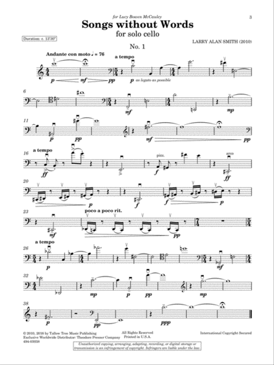Songs without Words Cello scores gallery preview page 2
