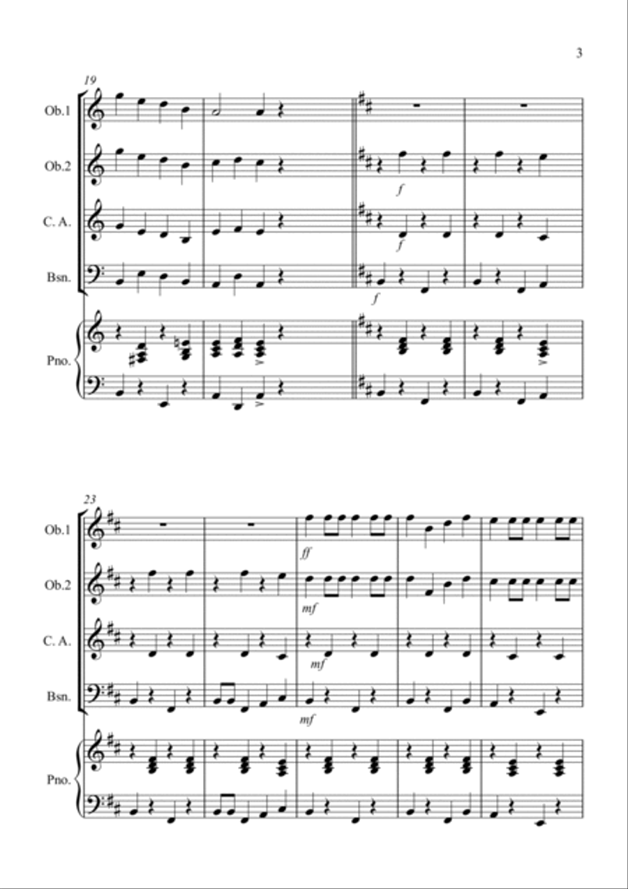 Drunken Sailor for Double Reed Quartet Woodwind Trio scores gallery preview page 3