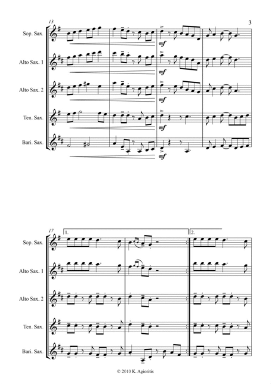 Deck the Halls - Jazz Carol for Saxophone Quartet Saxophone Quartet scores gallery preview page 6