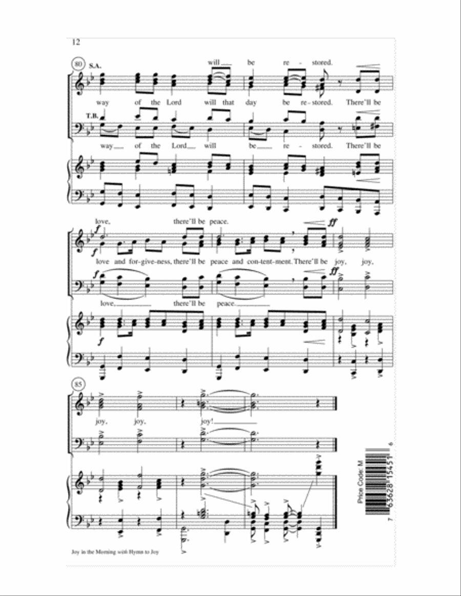 Joy in the Morning with Hymn to Joy 4-Part scores gallery preview page 12