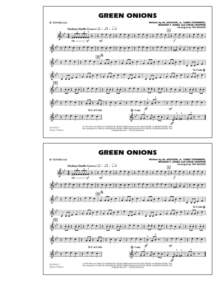 Green Onions - Bb Tenor Sax Marching Band scores gallery preview page 1