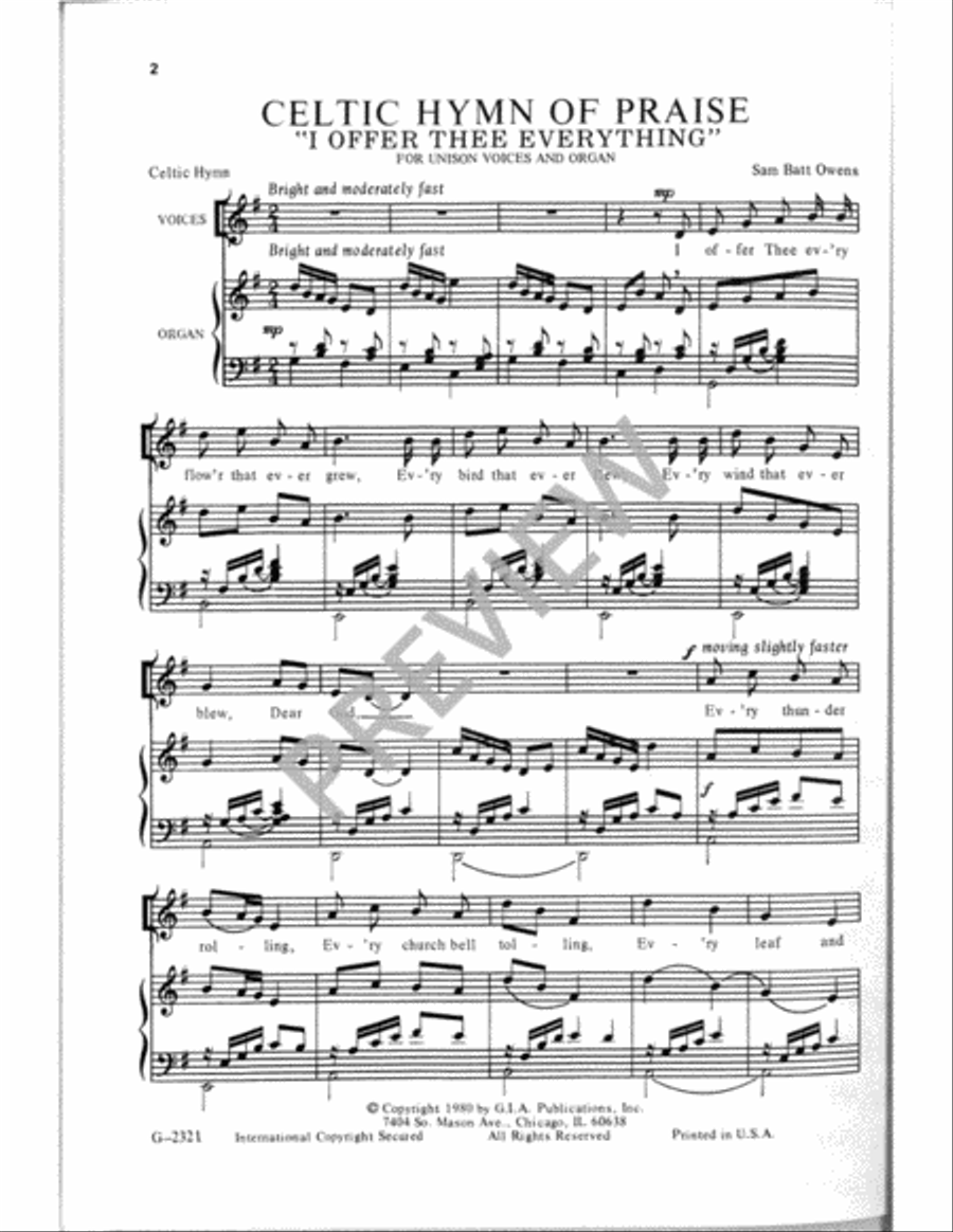 Celtic Hymn of Praise Unison Choir scores gallery preview page 3