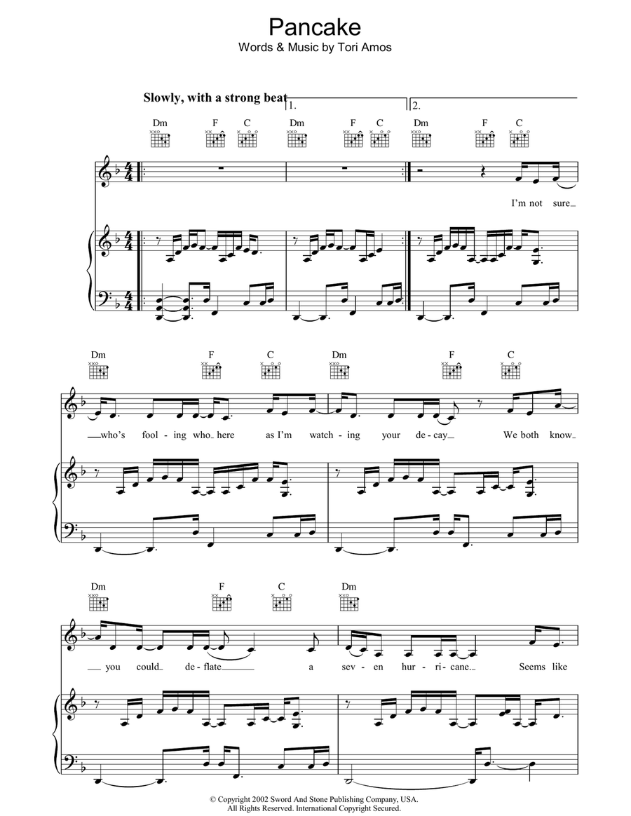 Pancake Piano, Vocal, Guitar scores gallery preview page 1