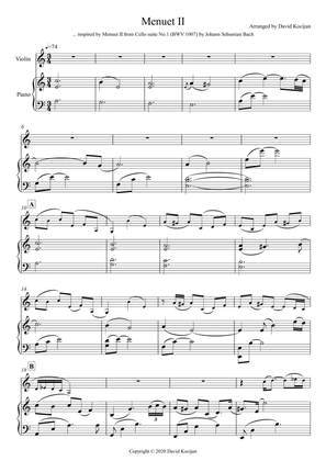 Menuet II - INTERMEDIATE (violin & piano)