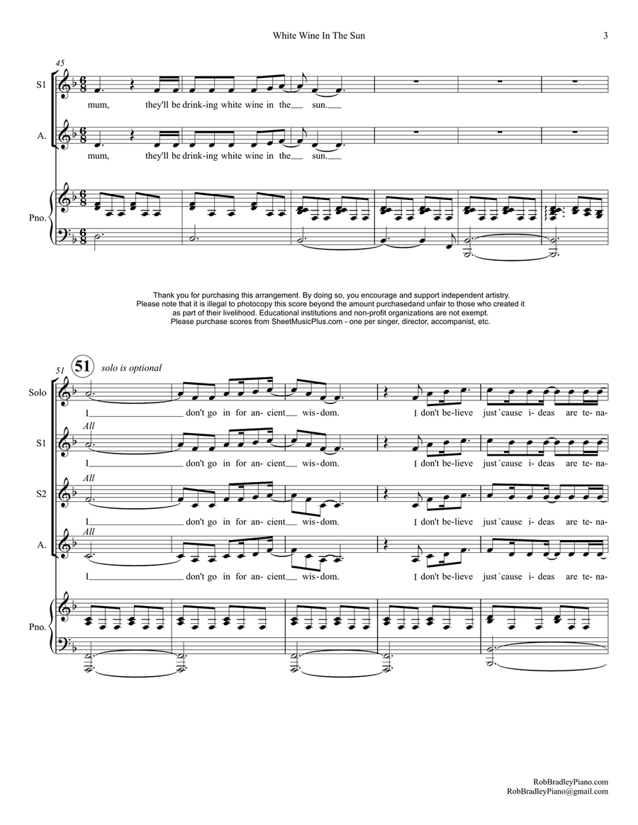 White Wine In The Sun White Wine In The Sun SSA scores gallery preview page 3