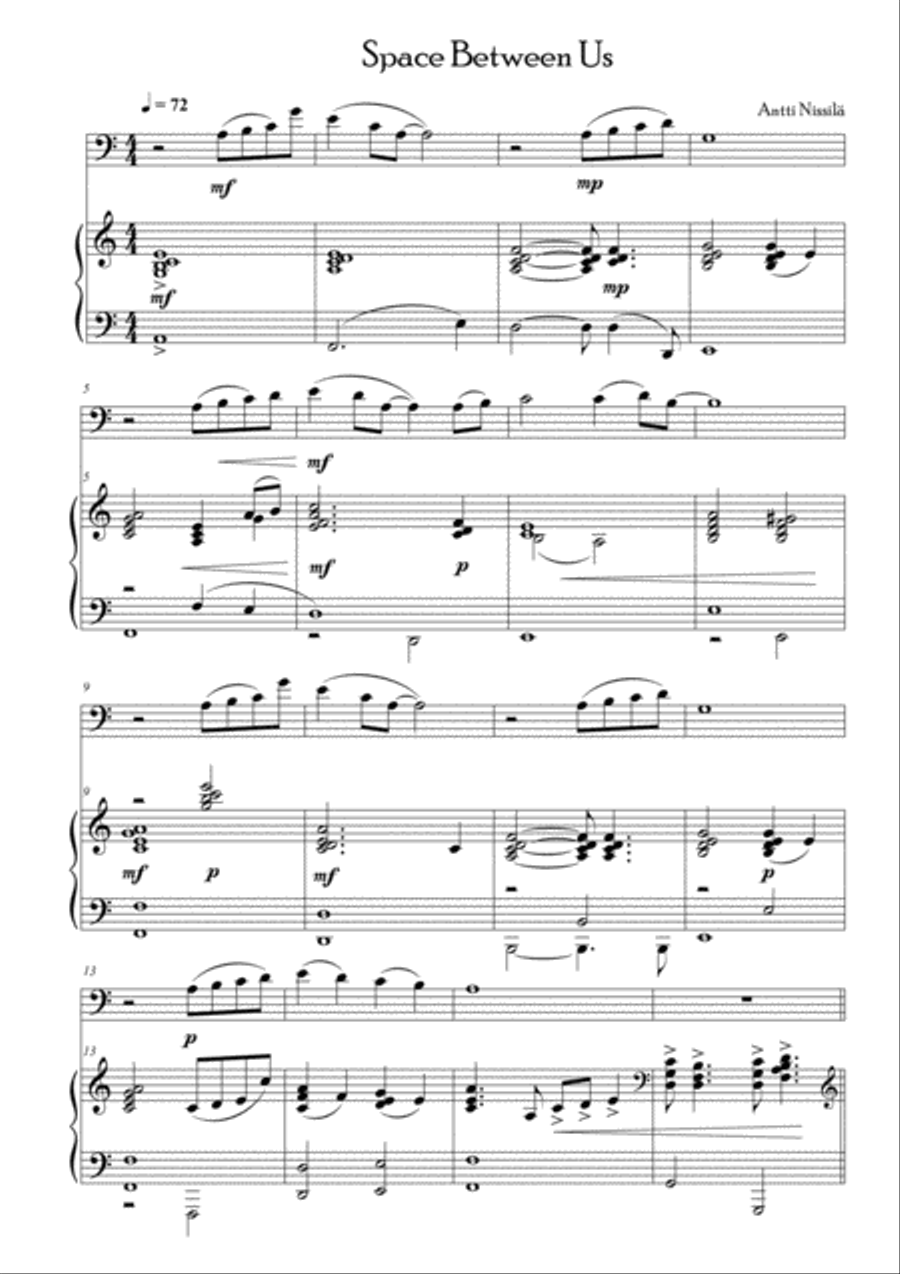 Space Between Us Piano scores gallery preview page 1