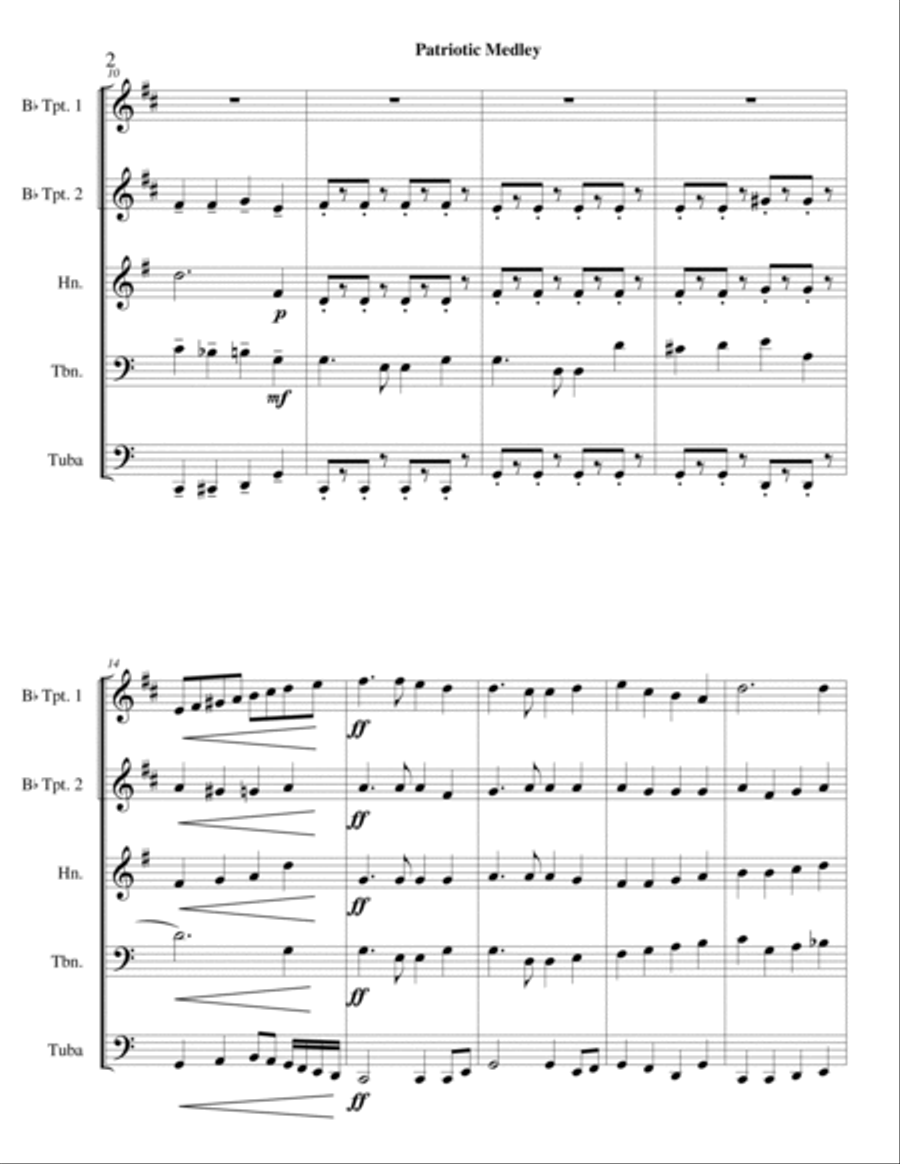 Patriotic Medley Brass Ensemble scores gallery preview page 2